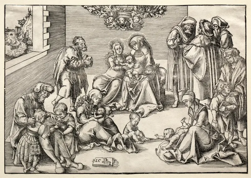 Den heliga familjen och släkten av Lucas Cranach the Elder