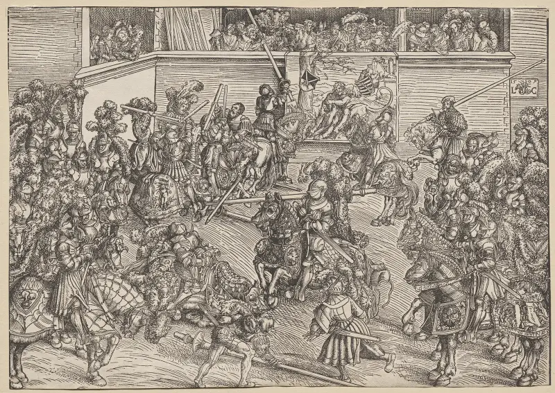 Torneringen med Simson och lejonet av Lucas Cranach the Elder