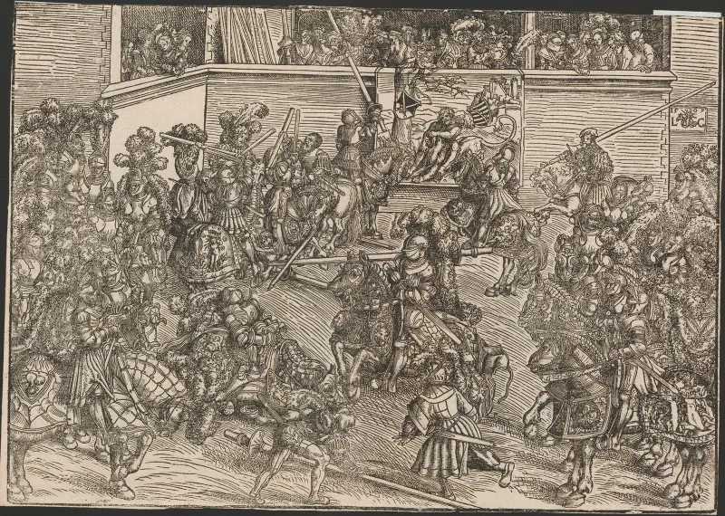 Turnering med Samsons tapet och lejonet av Lucas Cranach the Elder