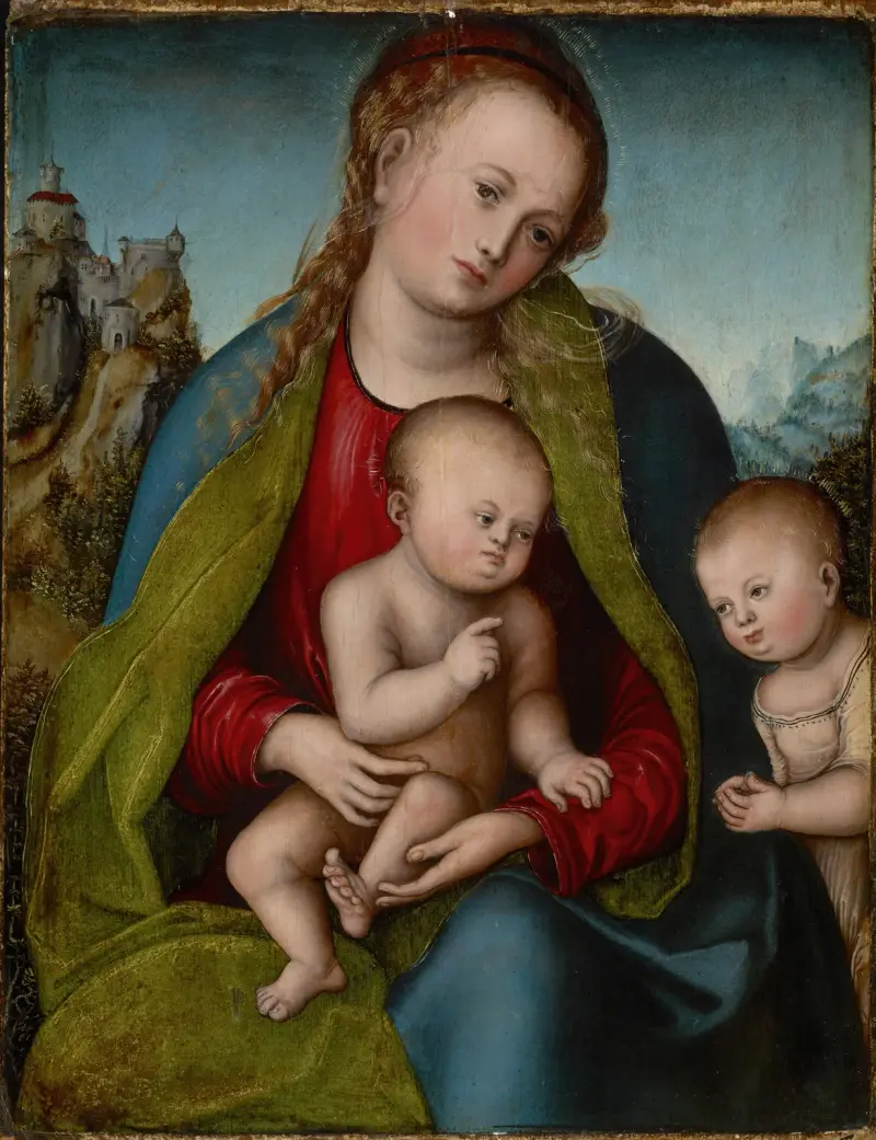 Jungfru Maria med barnet och Johannes Döparen av Lucas Cranach the Elder