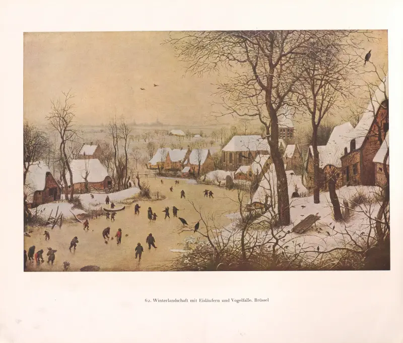 Zimowy krajobraz z łyżwiarzami i pułapką na ptaki, Pieter Bruegel The Elder