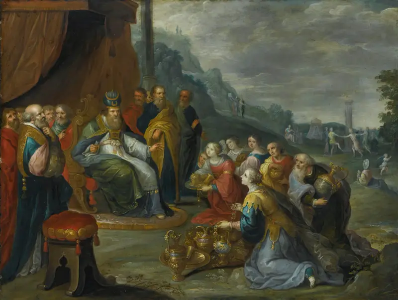 Aron tar emot guld från israeliterna av Frans Francken the Younger