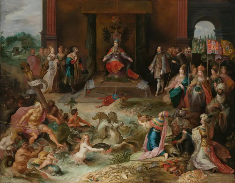 Allegori över kejsar Karl V:s abdikation i Bryssel av Frans Francken the Younger