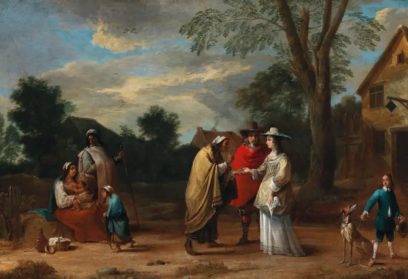 Ein elegantes Paar trifft eine Wahrsagerin von David Teniers The Younger