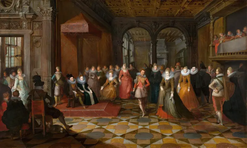 Ballszene an einem Hof in Brüssel von Frans Francken the Younger
