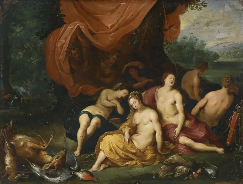 Diana och hennes nymfer efter jakten av Jan Brueghel the Younger