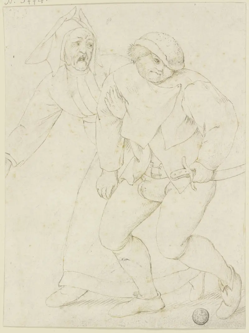 En gammal kvinna leder en berusad bonde av Pieter Brueghel The Younger