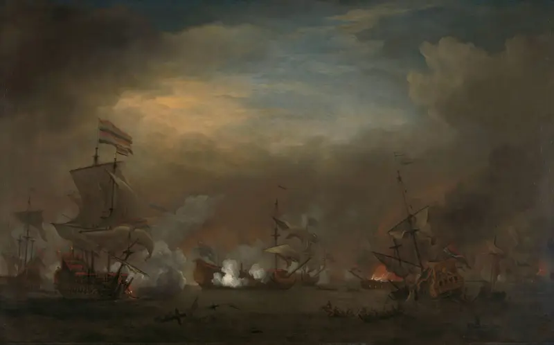 Möte under slaget vid Kijkduin av Willem van de Velde the Younger