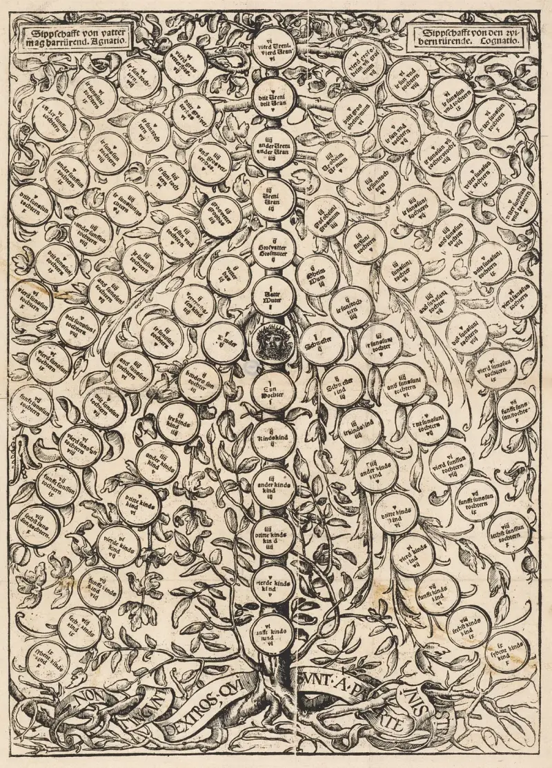 Genealogischer Baum av Hans Holbein The Younger