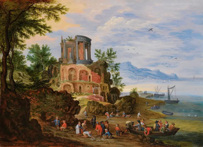 Krajina s ruinami oživená postavami, Jan Brueghel the Younger