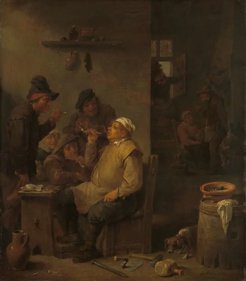 Murare röker i sällskap på en krog av David Teniers The Younger