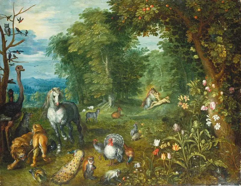 Paradiset med Evas skapelse av Jan Brueghel the Younger