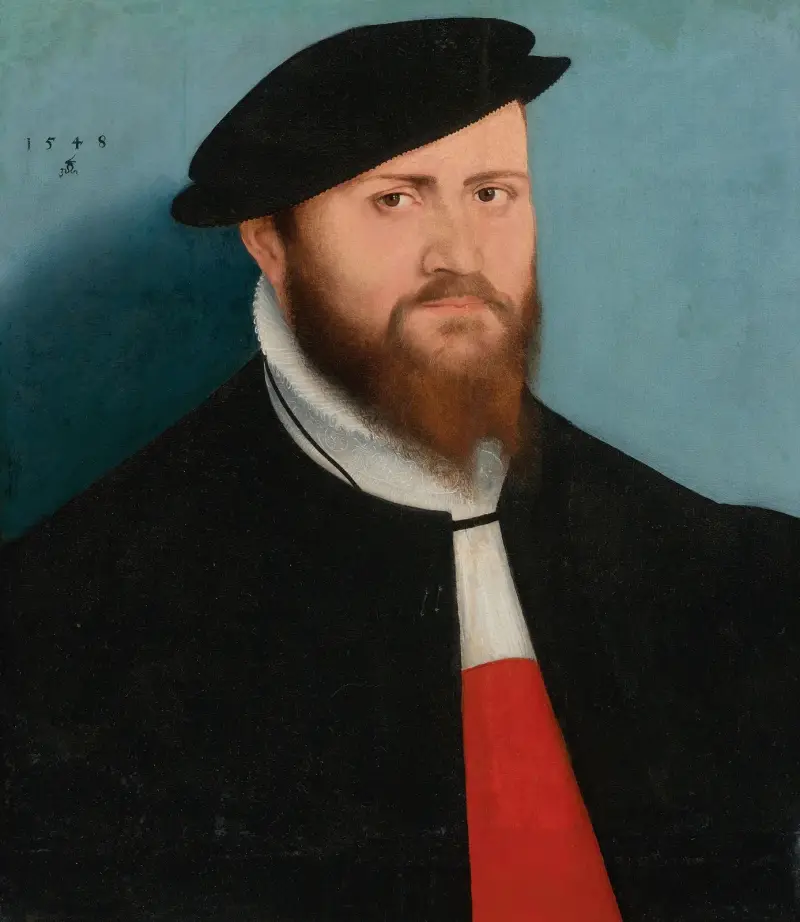 Porträtt av en man med hatt av Lucas Cranach the Younger