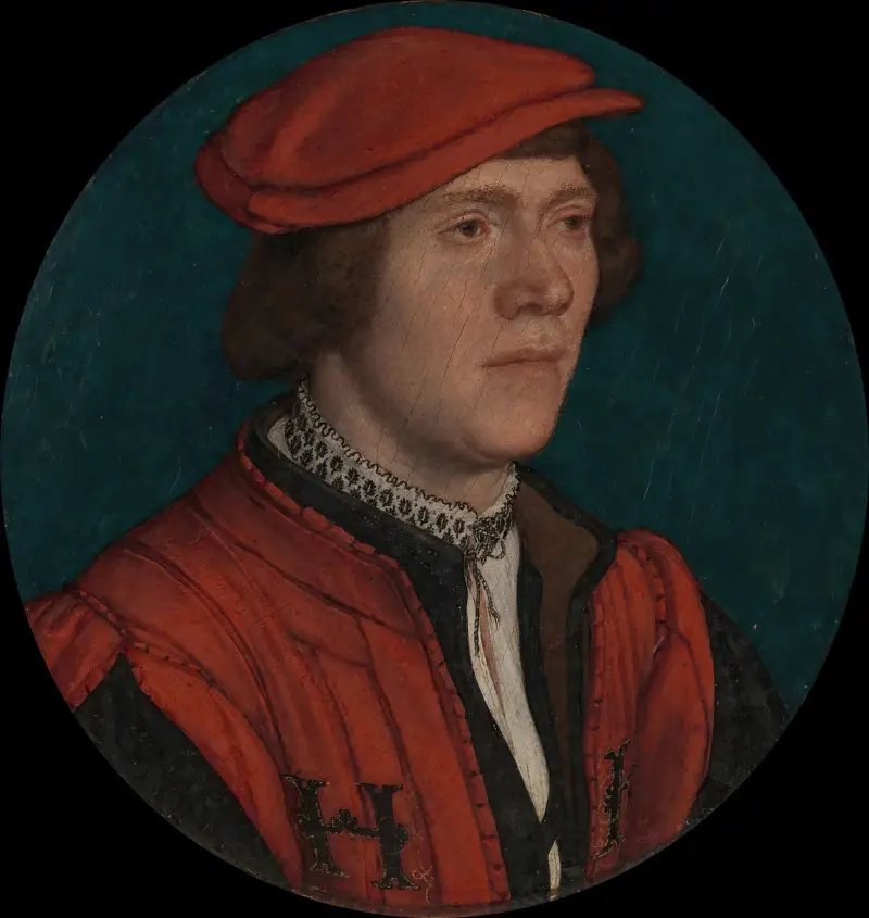 Porträtt av en man i röd mössa av Hans Holbein The Younger