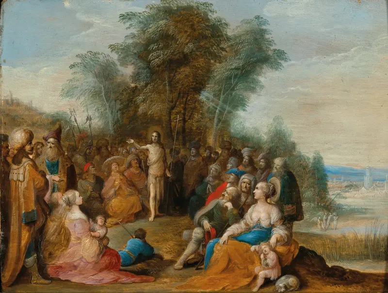 Johannes Döparen predikar i öknen av Frans Francken the Younger