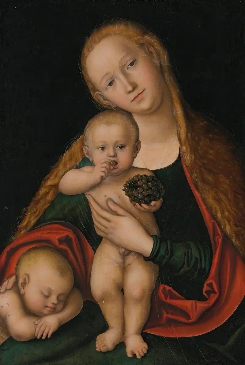 Jungfrun och barnet med den sovande Johannes Döparen av Lucas Cranach the Younger