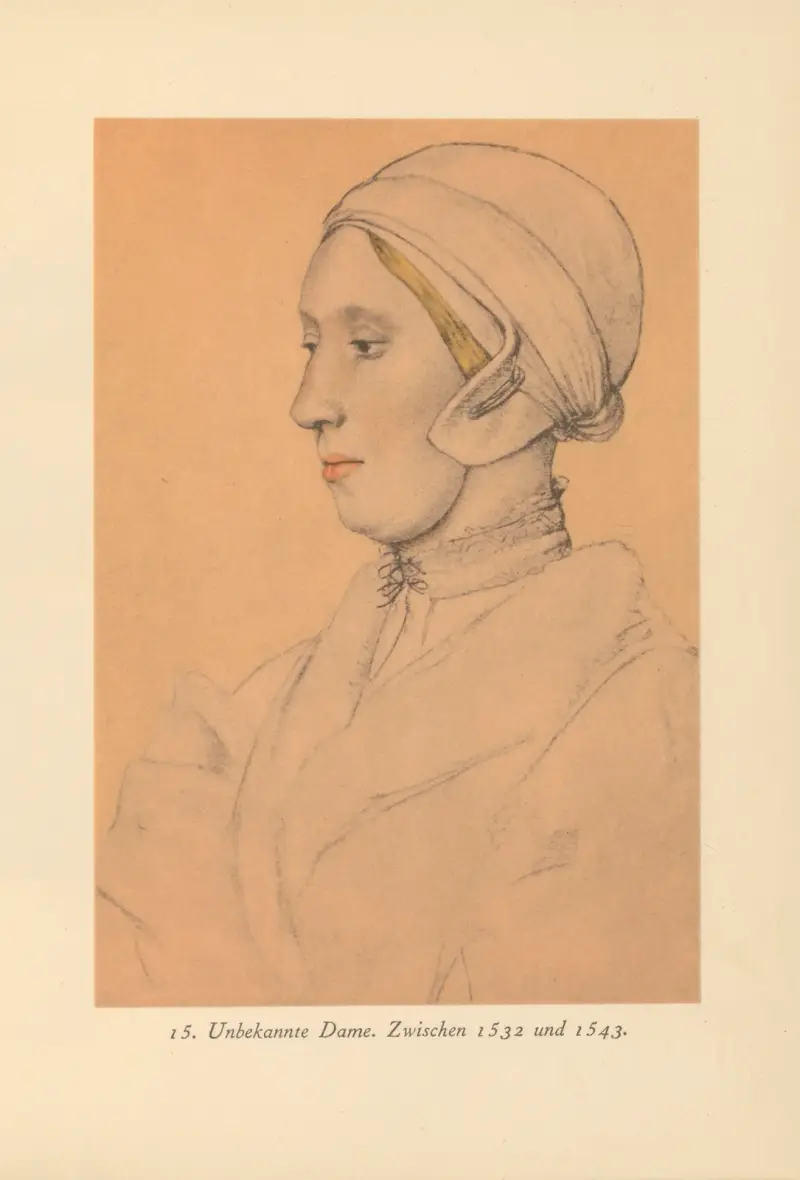 Okänd dam med rund mössa av Hans Holbein The Younger