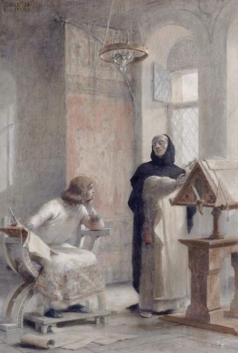 Skiss för Sorbonnes trappa: Ludvig IX i Royaumonts kloster av Théobald Chartran