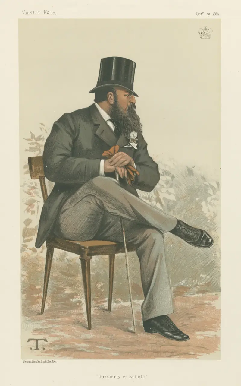 Politiker – Vanity Fair. 'Property in Suffolk'. Lord Rendlesham. 6 oktober 1881 av Théobald Chartran