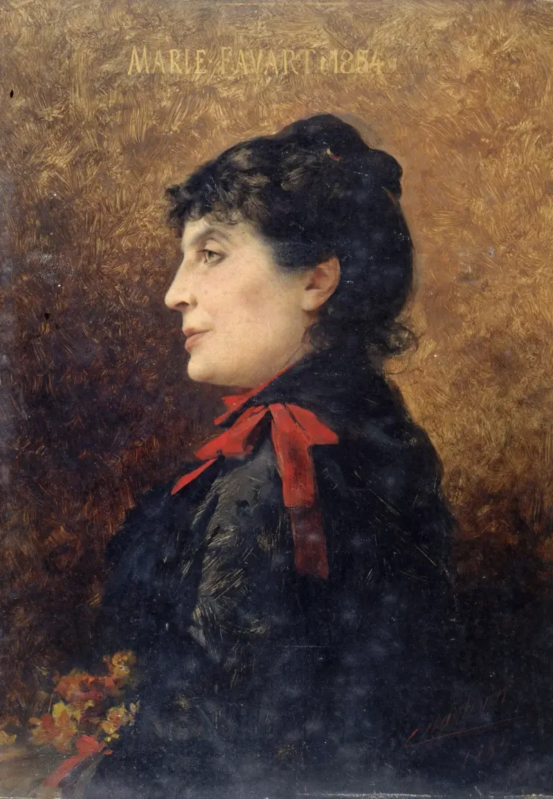 Porträtt av Marie Favart (1833–1908), medlem av Comédie-Française av Théobald Chartran