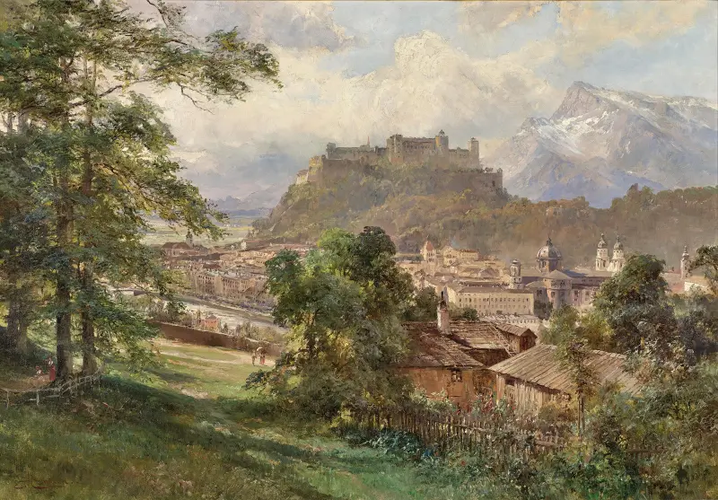 Utsikt över Salzburg från Kapuzinerberg av Edward Theodore Compton