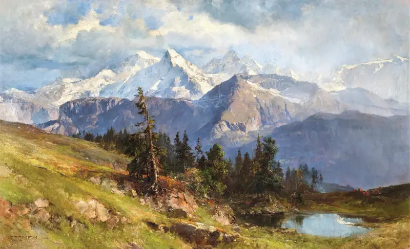 Utsikt över Wetterhorn och Rosenlauiglaciären i Bernalperna, Schweiz av Edward Theodore Compton