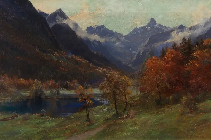 Christlessee vid Gerstruben med utsikt mot Trettachspitze av Edward Theodore Compton