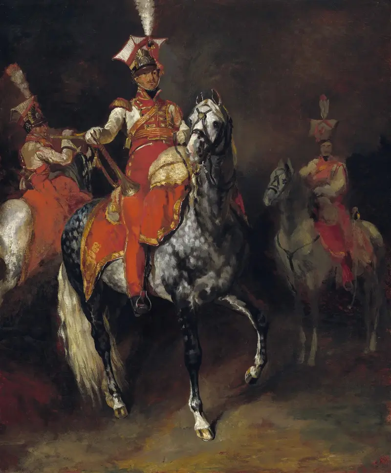 Uppställda trumpetare ur Napoleons kejserliga garde av Théodore Géricault