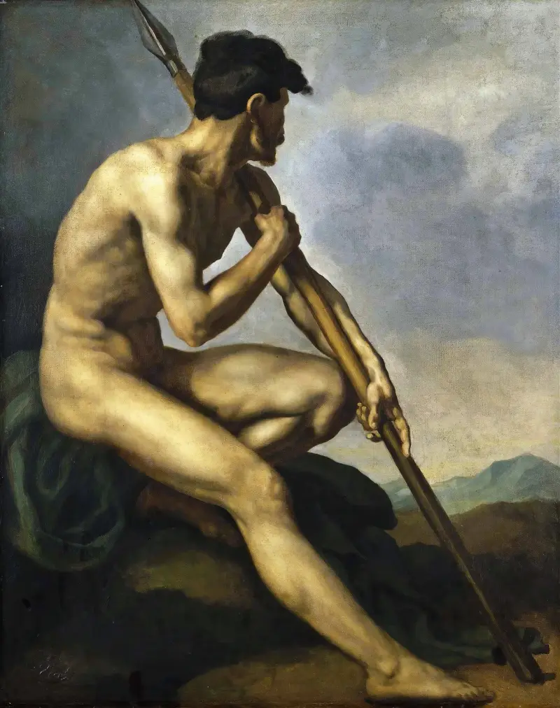 Nackter Krieger mit Speer von Théodore Géricault