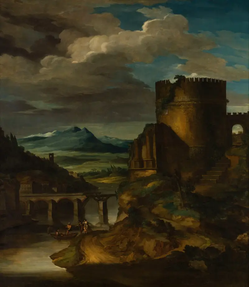 Italienskt landskap med gravmonument av Théodore Géricault