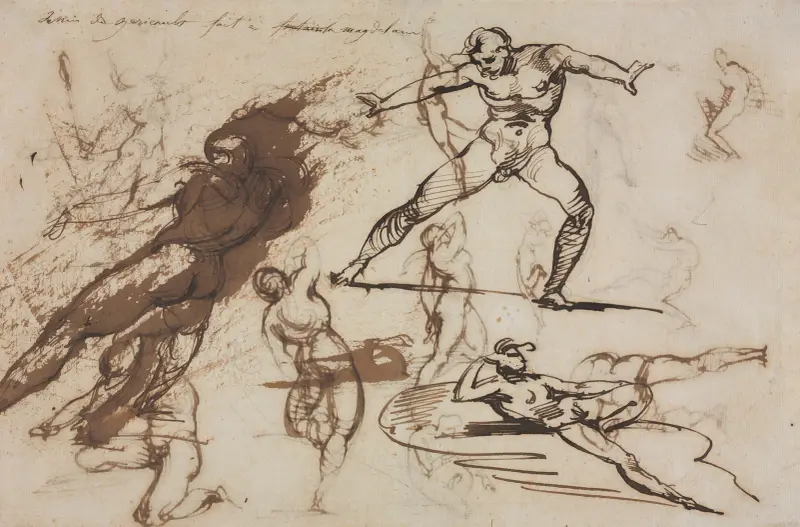 Ark med skisser (rektosida), 1819 – nr 2 av Théodore Géricault