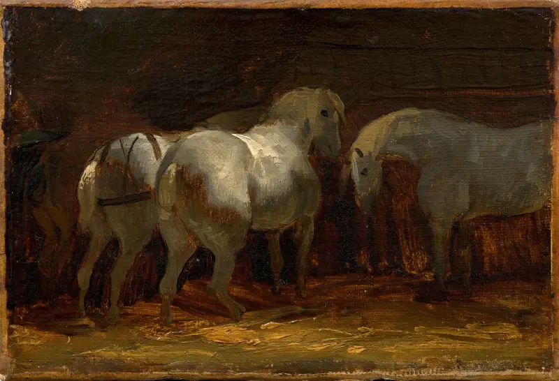 Tři koně ve stáji, Théodore Géricault