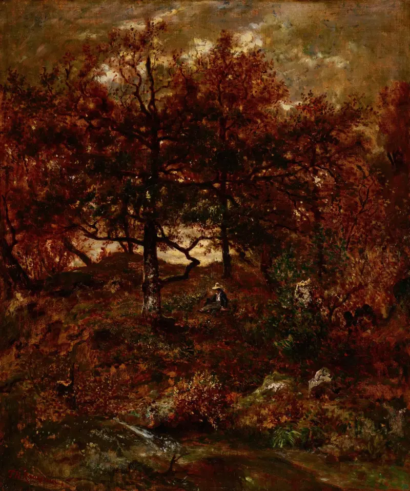 Herbst bei St. Jean de Paris, Wald von Fontainebleau von Théodore Rousseau