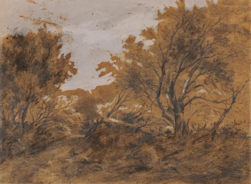 Skogslandskap, vindstöt av Théodore Rousseau