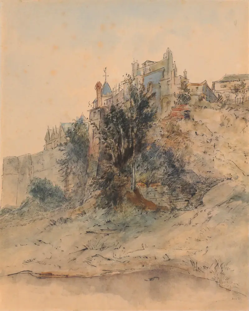 Stadtlandschaft mit Stadtmauern von Théodore Rousseau
