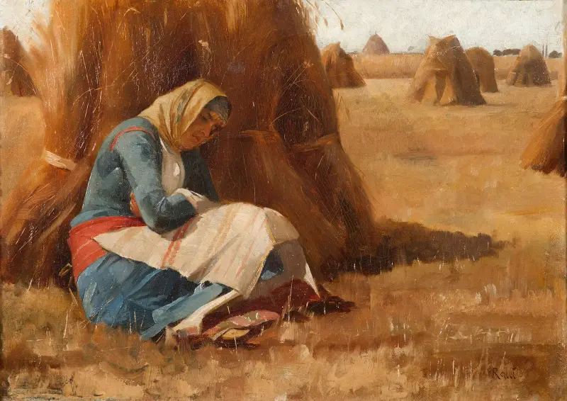 Resting by a haystack av Theodoros Ralli
