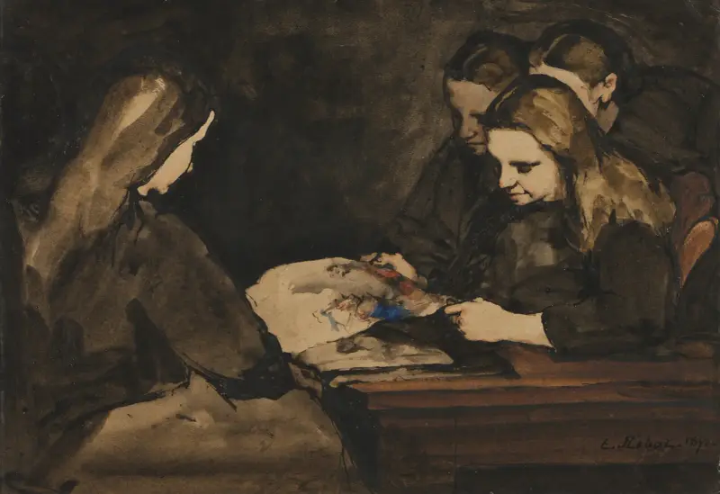 Vier Mädchen beim Zeichnen von Théodule Ribot
