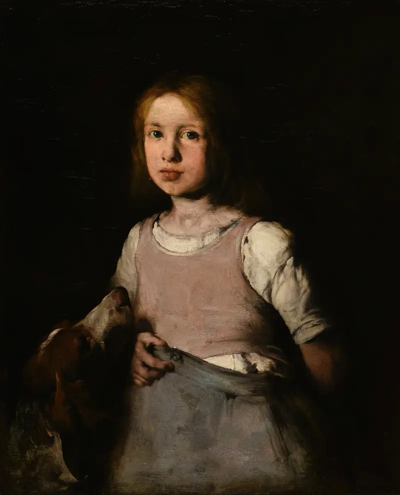 Flickan med hunden av Théodule Ribot