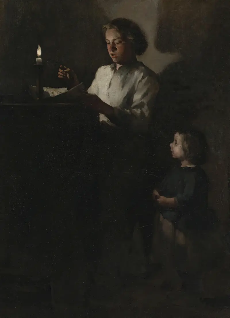 Lesende bei Kerzenlicht von Théodule Ribot