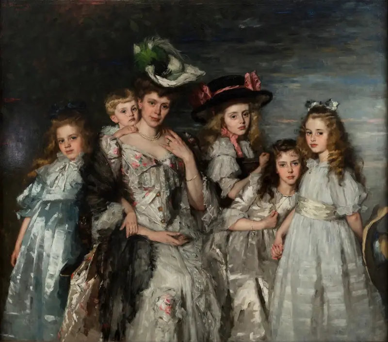 Porträtt av fru A.G.M. van Ogtrop-Hanlo (1871–1944) och hennes fem barn av Thérèse Schwartze