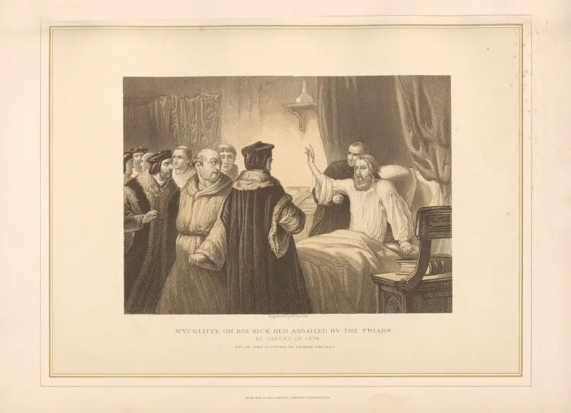 Wycliffe auf dem Krankenbett von den Mönchen bedrängt von Thomas Archer
