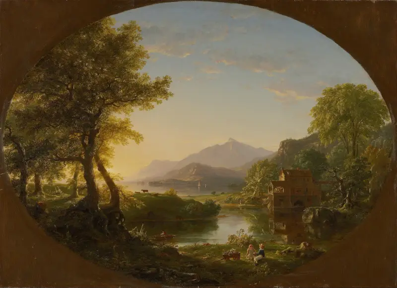 Młyn, zachód słońca, Thomas Cole