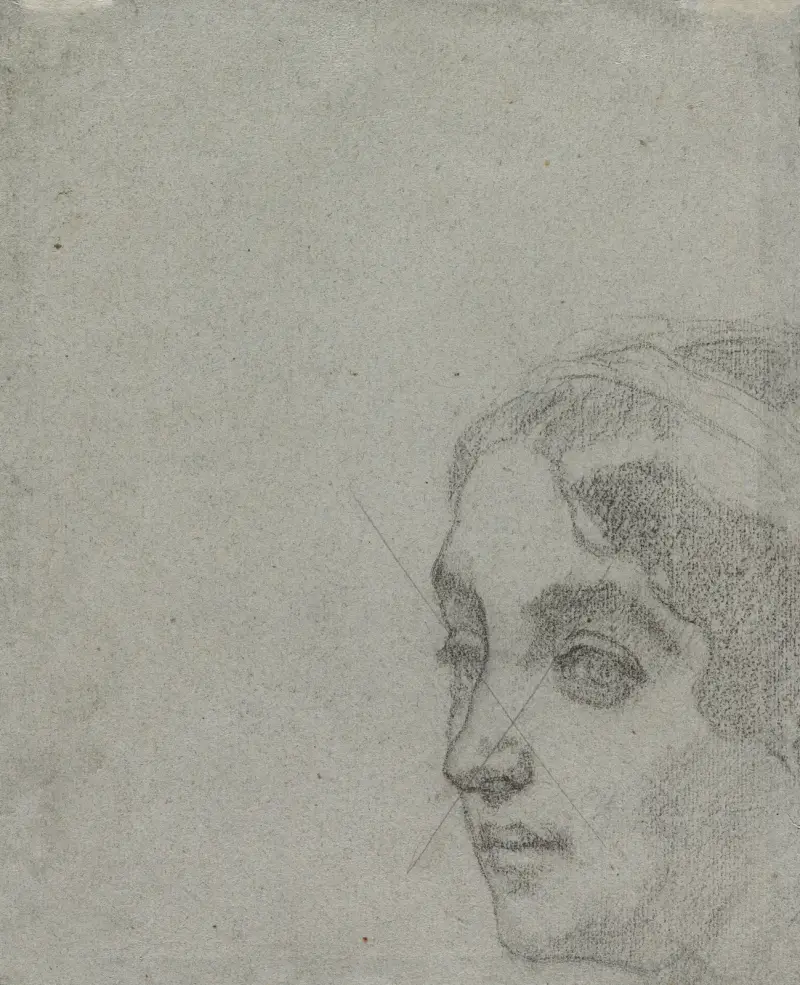 Kvinnohuvud (verso), 1857 av Thomas Couture
