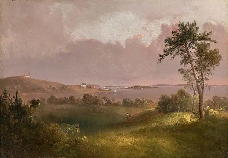 Vy över Bostons hamn från Dorchester Heights av Thomas Doughty