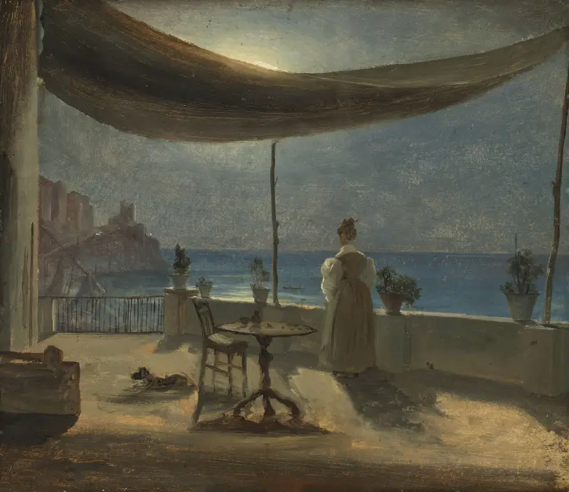 Terrass i Amalfi i månsken av Thomas Fearnley