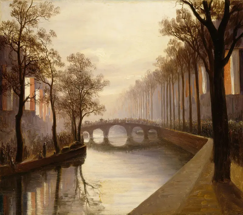 Kung Vilhelm II:s ceremoniella procession i Amsterdam 1840 av Thomas Fearnley