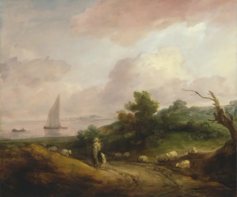 Kustlandskap med herde och hans hjord av Thomas Gainsborough