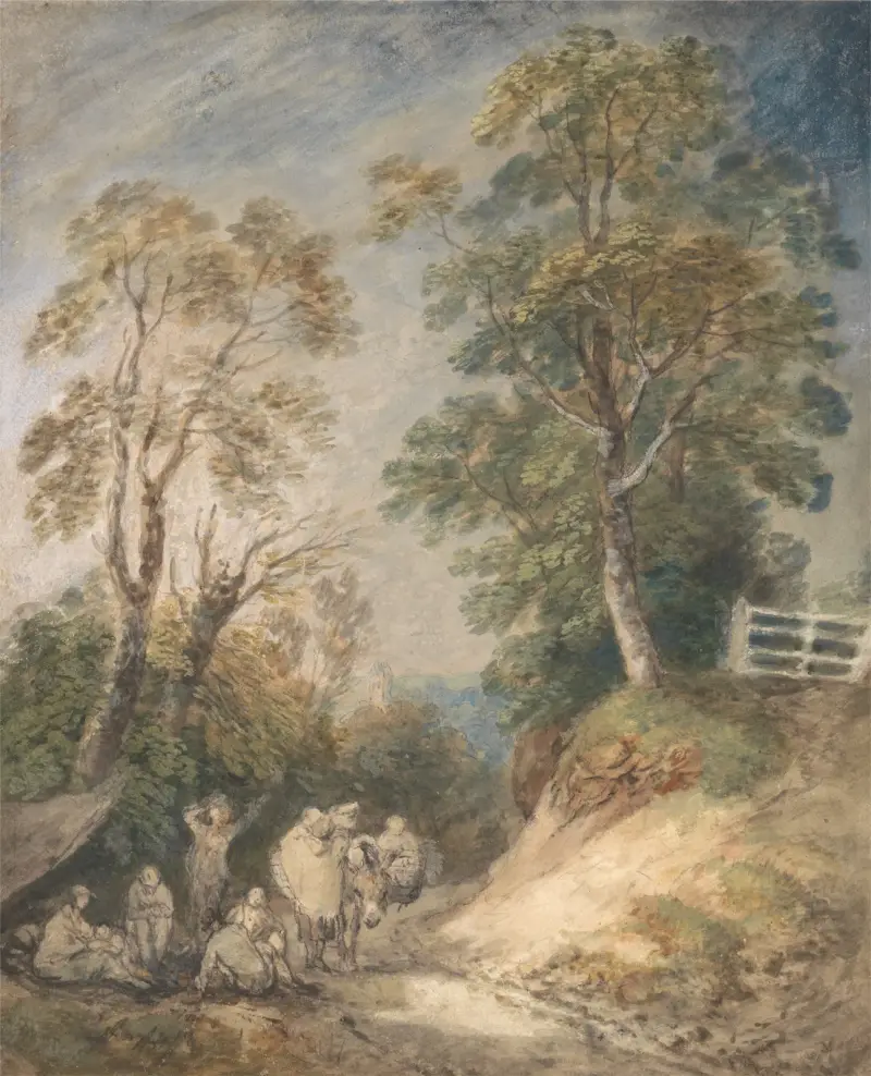Lantlig stig med vilande zigenare av Thomas Gainsborough