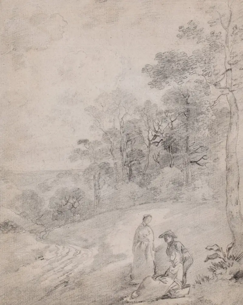 Figurer vid en stig genom ett skogslandskap av Thomas Gainsborough