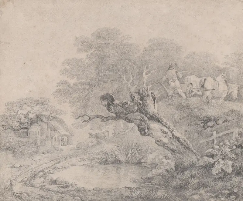 Pejzaż z uschniętą wierzbą nad stawem, Thomas Gainsborough